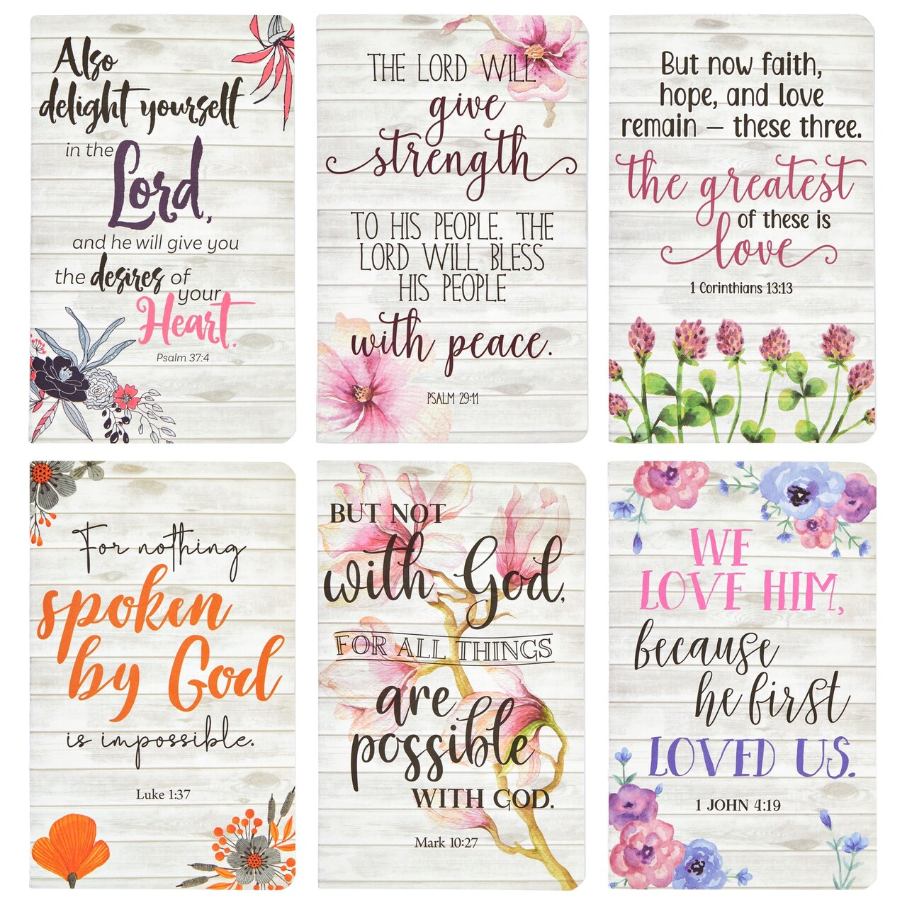 6 Pack Prayer Journals for Women - 5x8 Christian Notebooks Bulk with Inspirational Bible Verse Scripture (Floral Designed, 80 Pages)